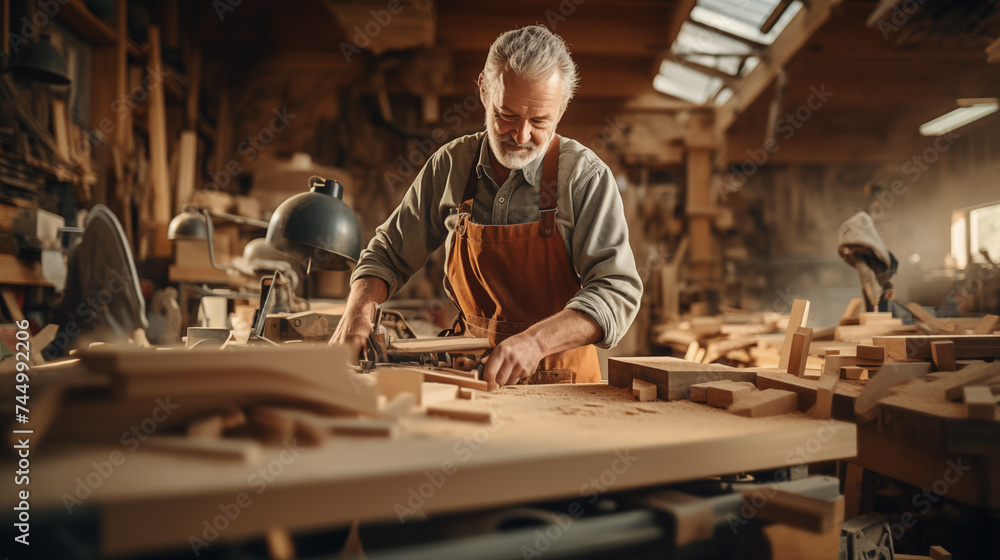 Close-up of a carpenter polishing or modifying a piece of wood. Make it according to the size you want to use.