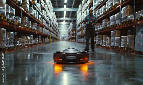 Robots and workers collaborating in a warehouse distribution center showcase the future of logistics