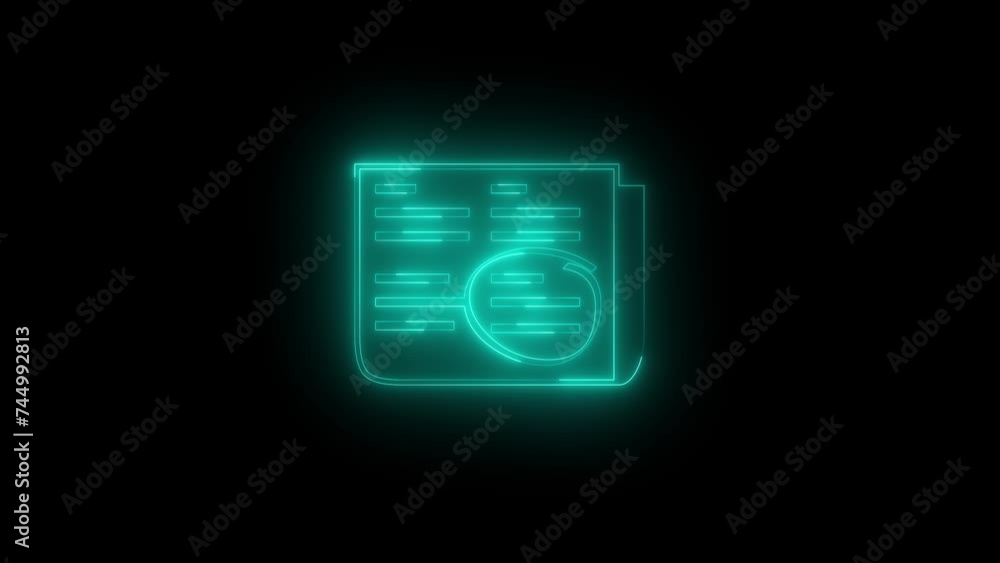 Neon glowing cyan annotation icon animation in black background Neon glowing cyan annotation icon animation in black background