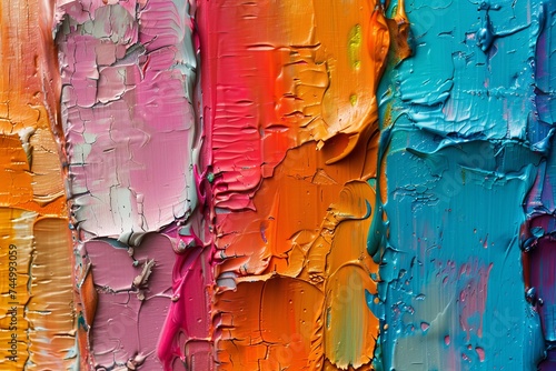 The close up of several small sections painted with various colored paint, in the style of colorful impasto, dynamic color fields, heavy use of impasto, bold use of impasto, decadent decay