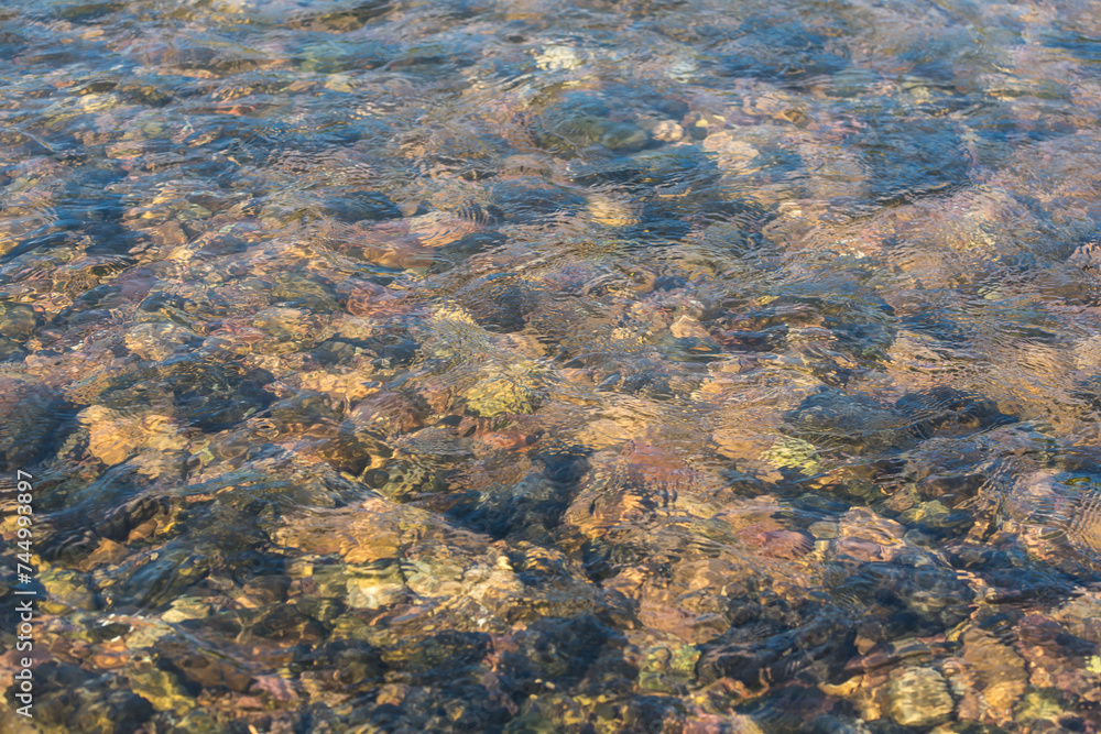 Clear river water and pebbles