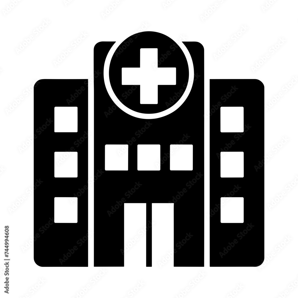 Obraz premium Hospital Icon with Glyph Style