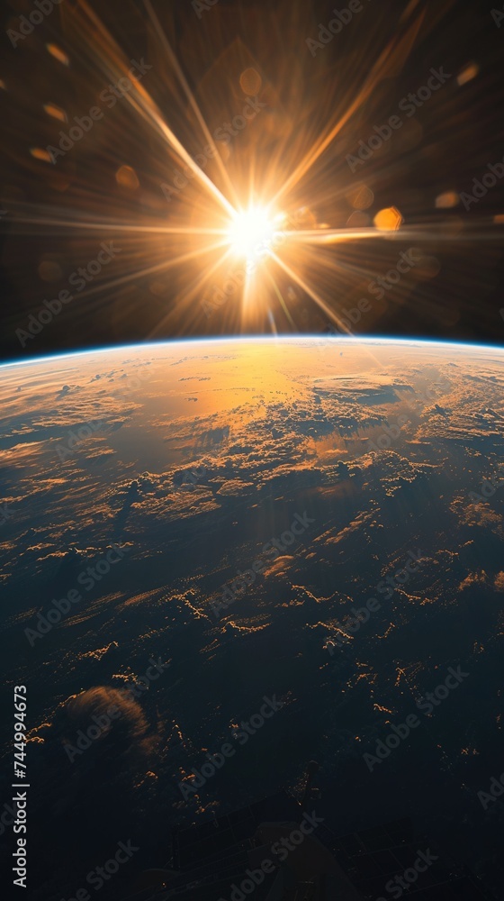 A Sunrise View from the Space Focusing on the Golden Hour A Sunrise View from the Space Focusing on the Golden Hour