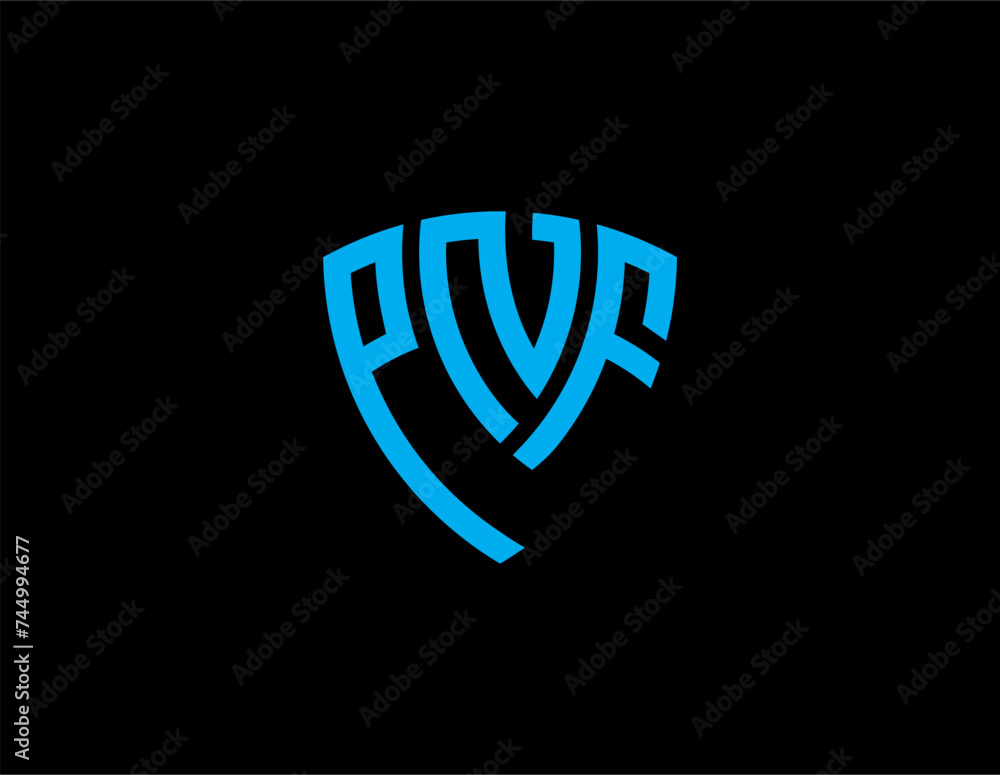 PNF creative letter shield logo design vector icon illustration
