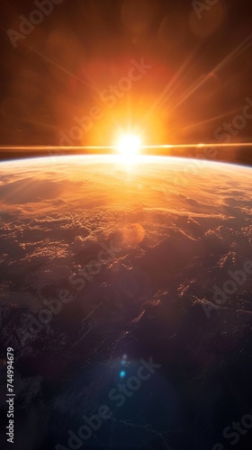 A Sunrise View from the Space Focusing on the Golden Hour 