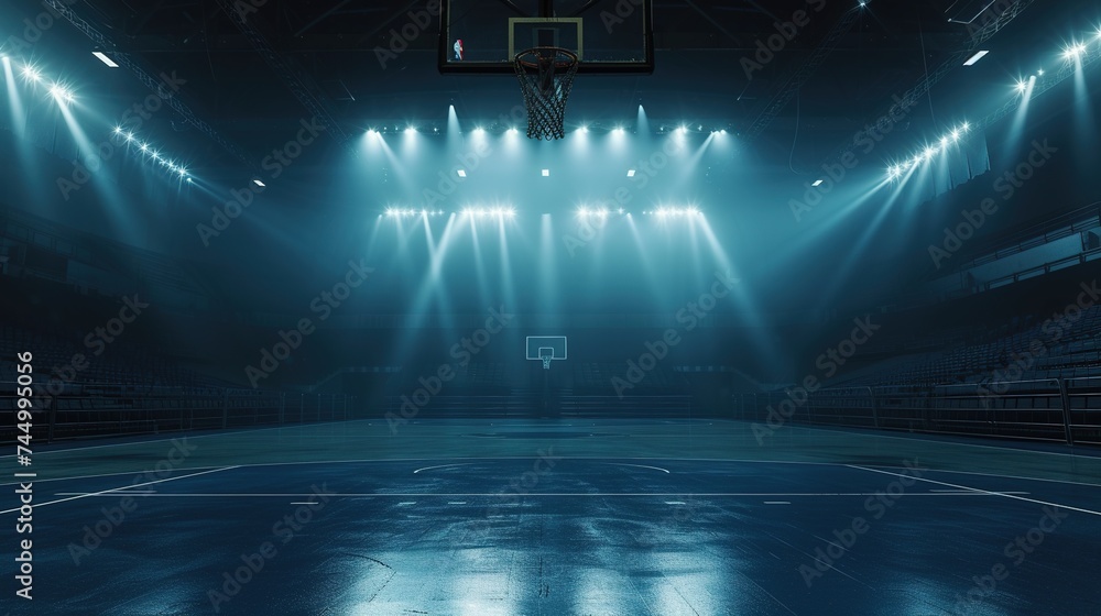 Cinematic View of a Empty Basketball Stadium