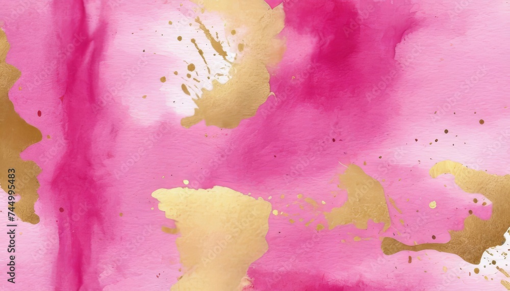 Magenta and Gold watercolor background 