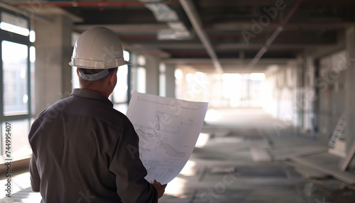 portrait of a architect holding blueprints