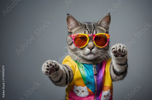 funny dancing cat isolated background © Magic Art