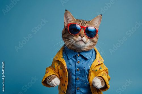 funny dancing cat isolated background