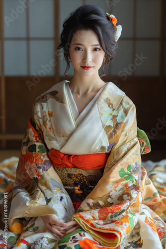 Japanese Woman in Kimono Portrait © VRAYVENUS