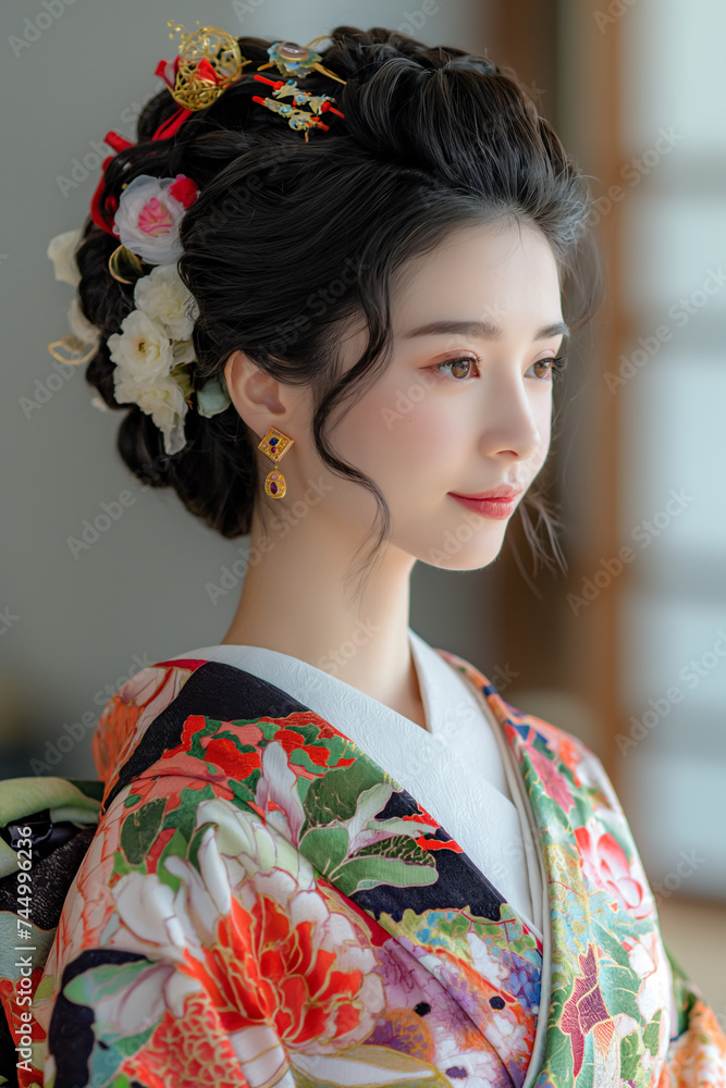 Japanese Woman in Kimono Portrait Japanese Woman in Kimono Portrait