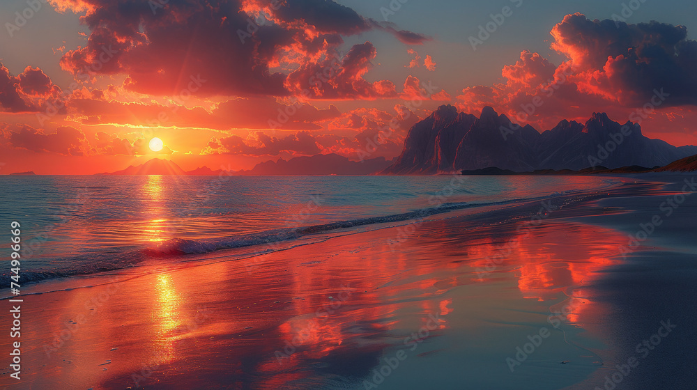 Golden Horizon: Sunset Serenity. Generative AI