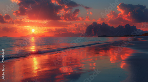 Golden Horizon: Sunset Serenity. Generative AI © Sascha