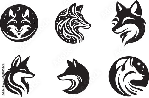 Fox head silhouette vector illustration