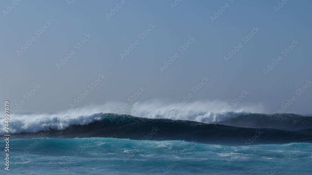 Large breaking waves and ocean view in Las Palmas, Canary islands, Spain