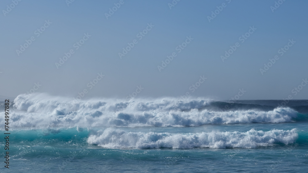 Large breaking waves and ocean view in Las Palmas, Canary islands, Spain Large breaking waves and ocean view in Las Palmas, Canary islands, Spain