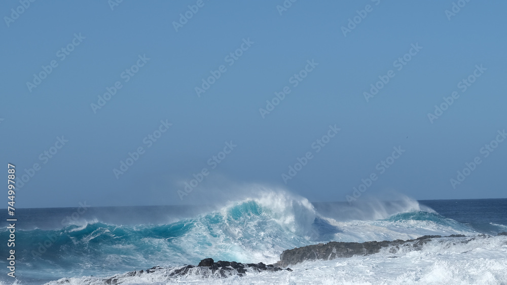 Large breaking waves and ocean view in Las Palmas, Canary islands, Spain Large breaking waves and ocean view in Las Palmas, Canary islands, Spain