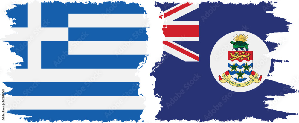 Cayman Islands and Greece grunge flags connection vector Cayman Islands and Greece grunge flags connection vector