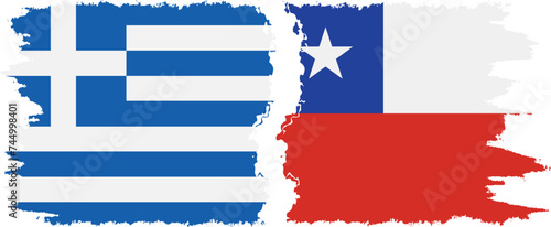 Chile and Greece grunge flags connection vector photo
