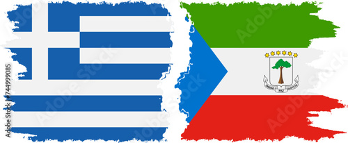 Equatorial Guinea and Greece grunge flags connection vector