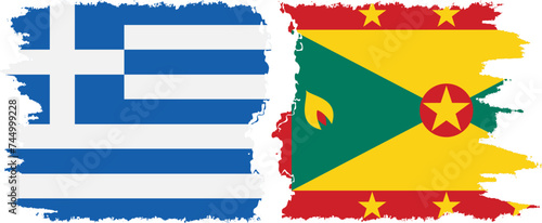 Grenada and Greece grunge flags connection vector