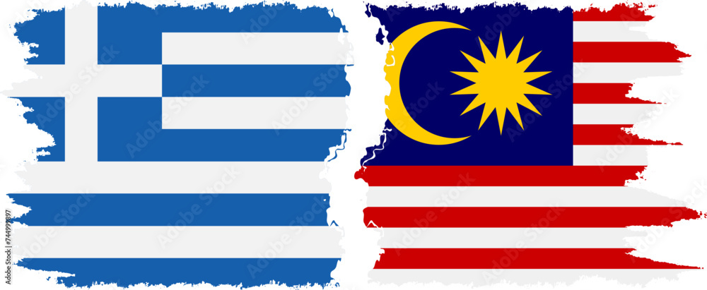 Malaysia and Greece grunge flags connection vector Malaysia and Greece grunge flags connection vector