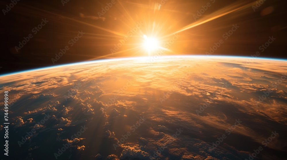 A Sunrise View from the Space Focusing on the Golden Hour 