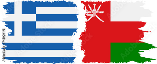 Oman and Greece grunge flags connection vector