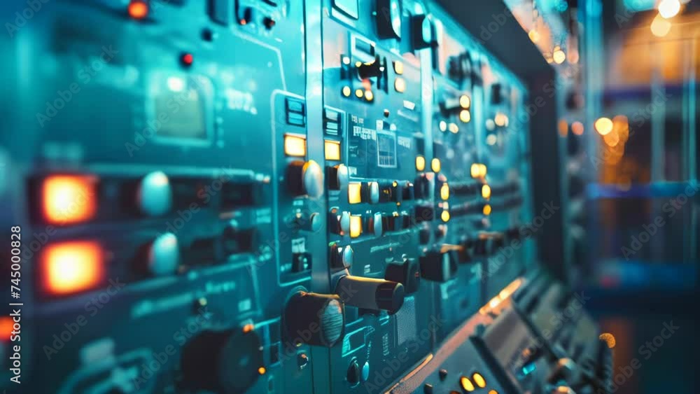 Closeup of a control panel in a nuclear power plant Closeup of a control panel in a nuclear power plant