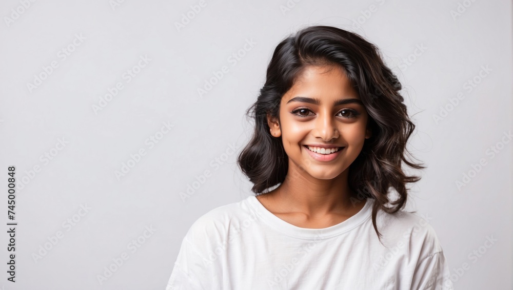 Indian Teenage girl smiling, happy face, generative AI Indian Teenage girl smiling, happy face, generative AI