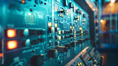 Closeup of a control panel in a nuclear power plant photo