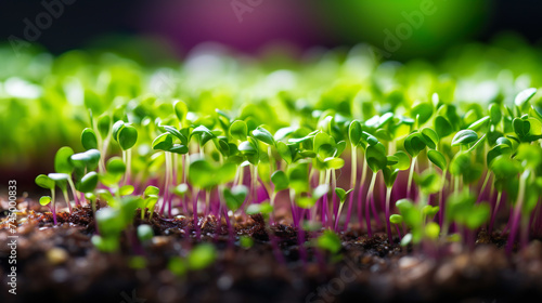 Small plants growth from the ground with sunlight.