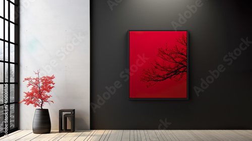 Mockup template inside a modern light room japanese.