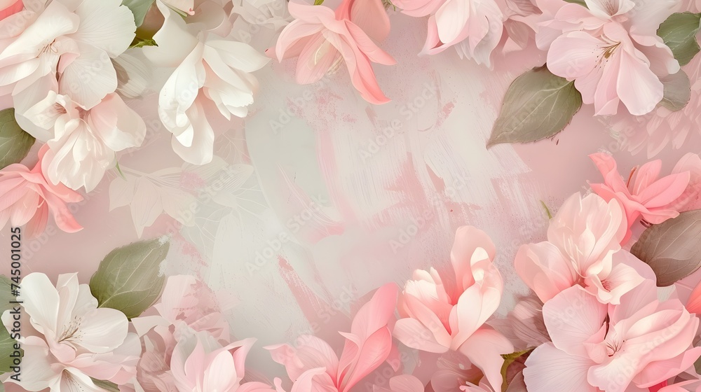 Pink and White Floral Wallpaper: Close-Up with Leafy Accents