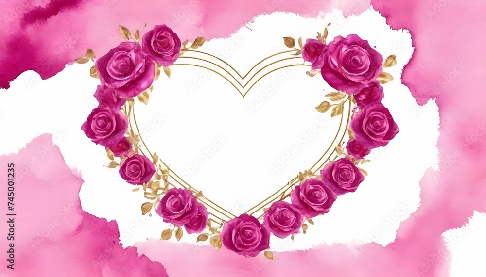 Magenta Rose Love Floral flower watercolor background 