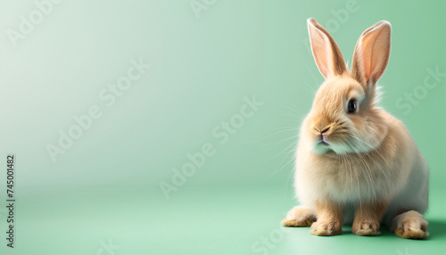 Easter bunny on a green background.