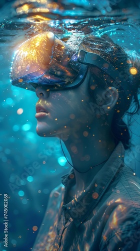 Virtual reality exploration, users immersed in a stunning digital world photo
