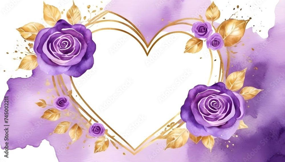 Purple Rose Love Floral flower watercolor background