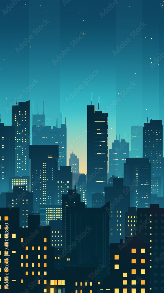 Minimalist illustration of a city