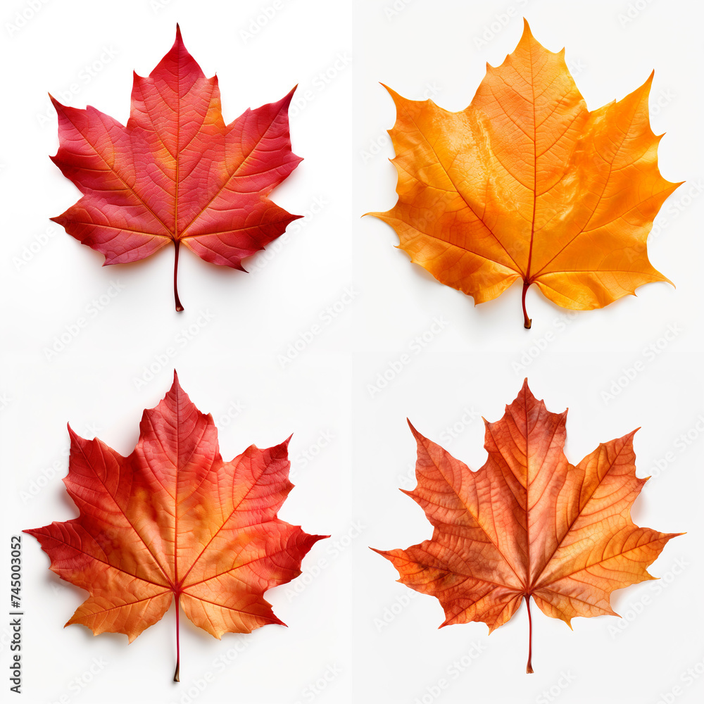 top down view of Apple autumn leaf laid horizontally, white background, top down view of Apple autumn leaf laid horizontally, white background,