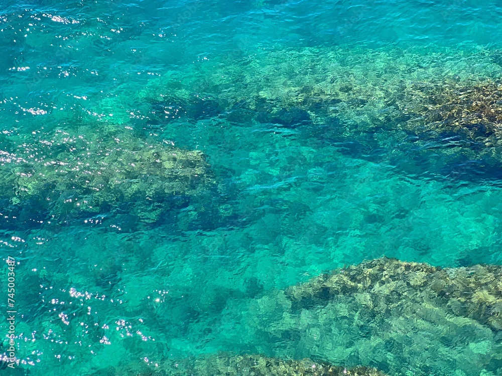 Blue azure clear sea water surface 