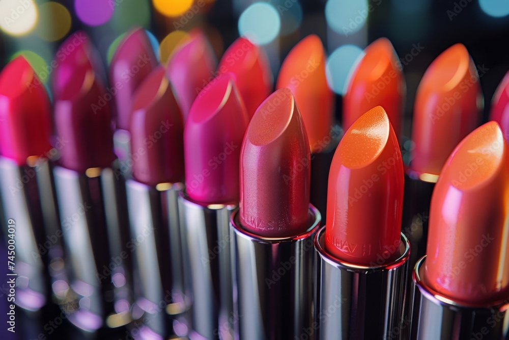 Array of Luxurious Lipsticks in a Variety of Rich Shades and Finishes Array of Luxurious Lipsticks in a Variety of Rich Shades and Finishes