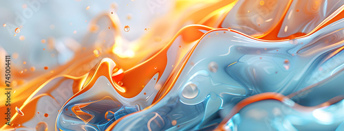 abstract background with orange and white liquid