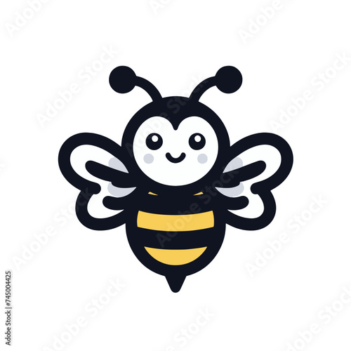 Icon Cartoon cute bee mascot illustration vector logo