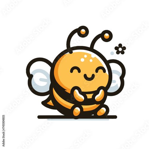 Icon Cartoon cute bee mascot illustration vector logo