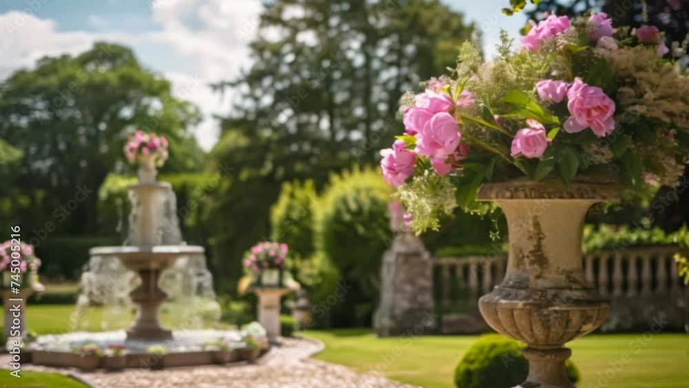 Wedding decoration with peonies, floral decor and event celebration, peony flowers and wedding ceremony in the garden, English country style Wedding decoration with peonies, floral decor and event celebration, peony flowers and wedding ceremony in the garden, English country style