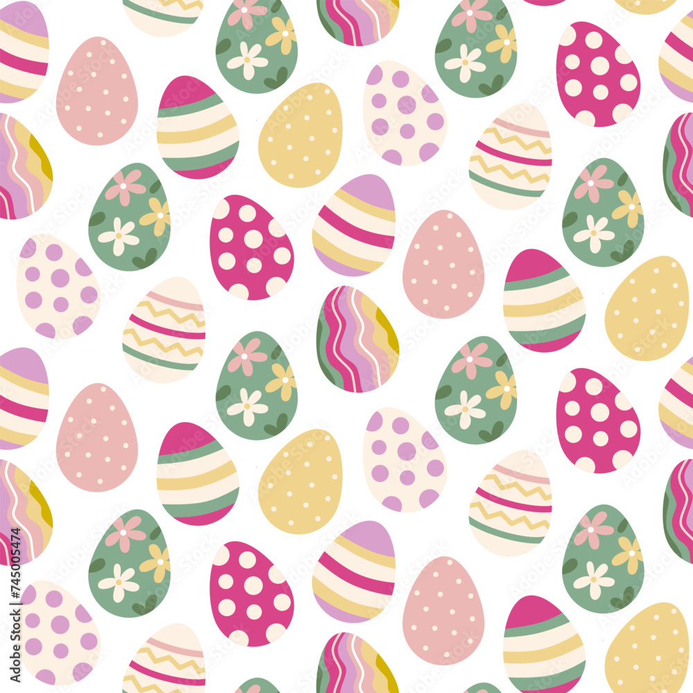 Easter eggs seamless pattern. Background in spring color. For fabric, textile, print, wrapping paper. Easter eggs seamless pattern. Background in spring color. For fabric, textile, print, wrapping paper.
