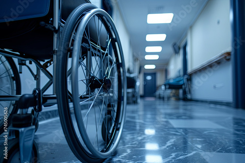 A wheelchair in a hospital 