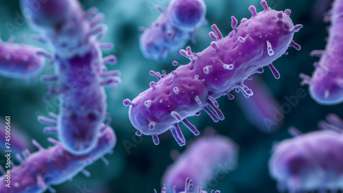 purple colored bacterium rod monoculture Escherichia coli photo